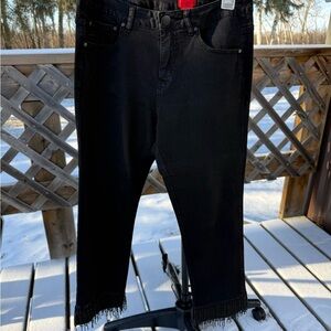 Christina Black Denim with Fringe Detail